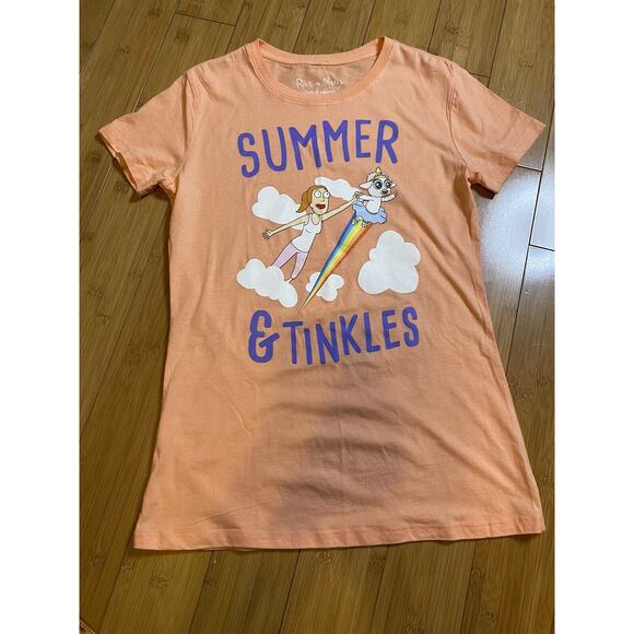 Rick And Morty Graphic Tee Women’s Size Extra Large Peach Summer And Tinkles - Picture 5 of 5